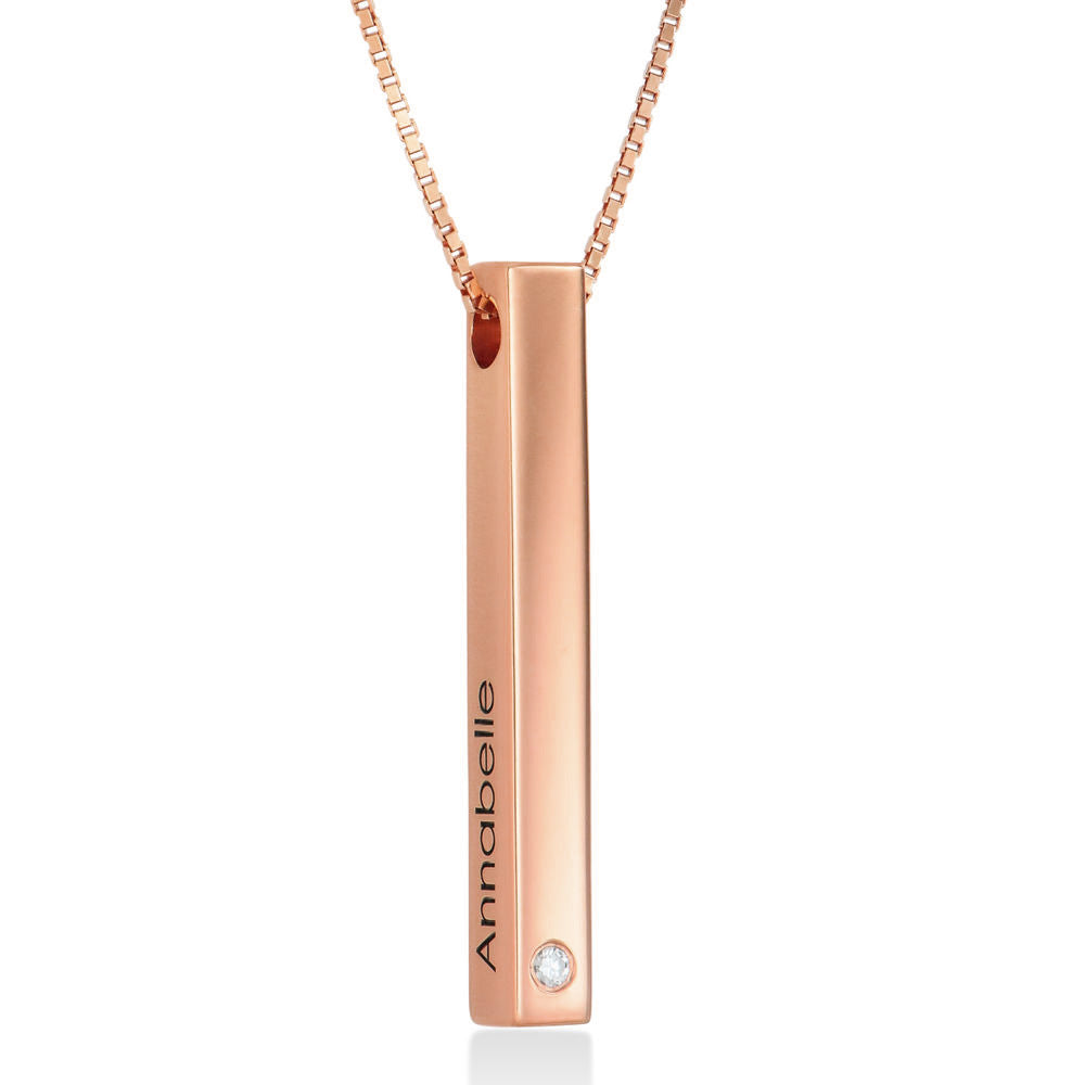 Personalized Vertical 3D Bar Necklace