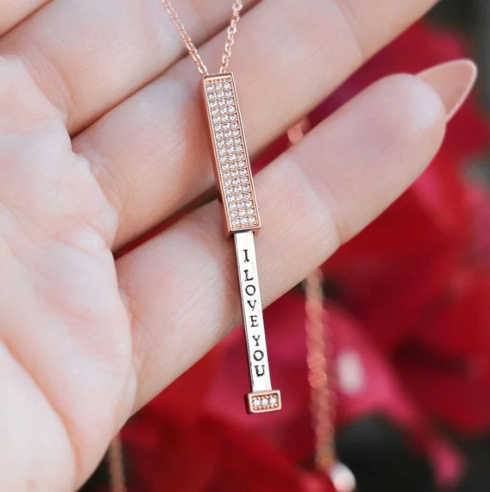 Hidden "I Love You" Message Diamond Necklace