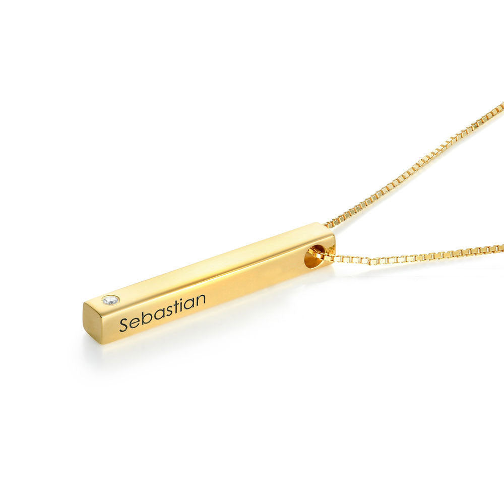 Personalized Vertical 3D Bar Necklace