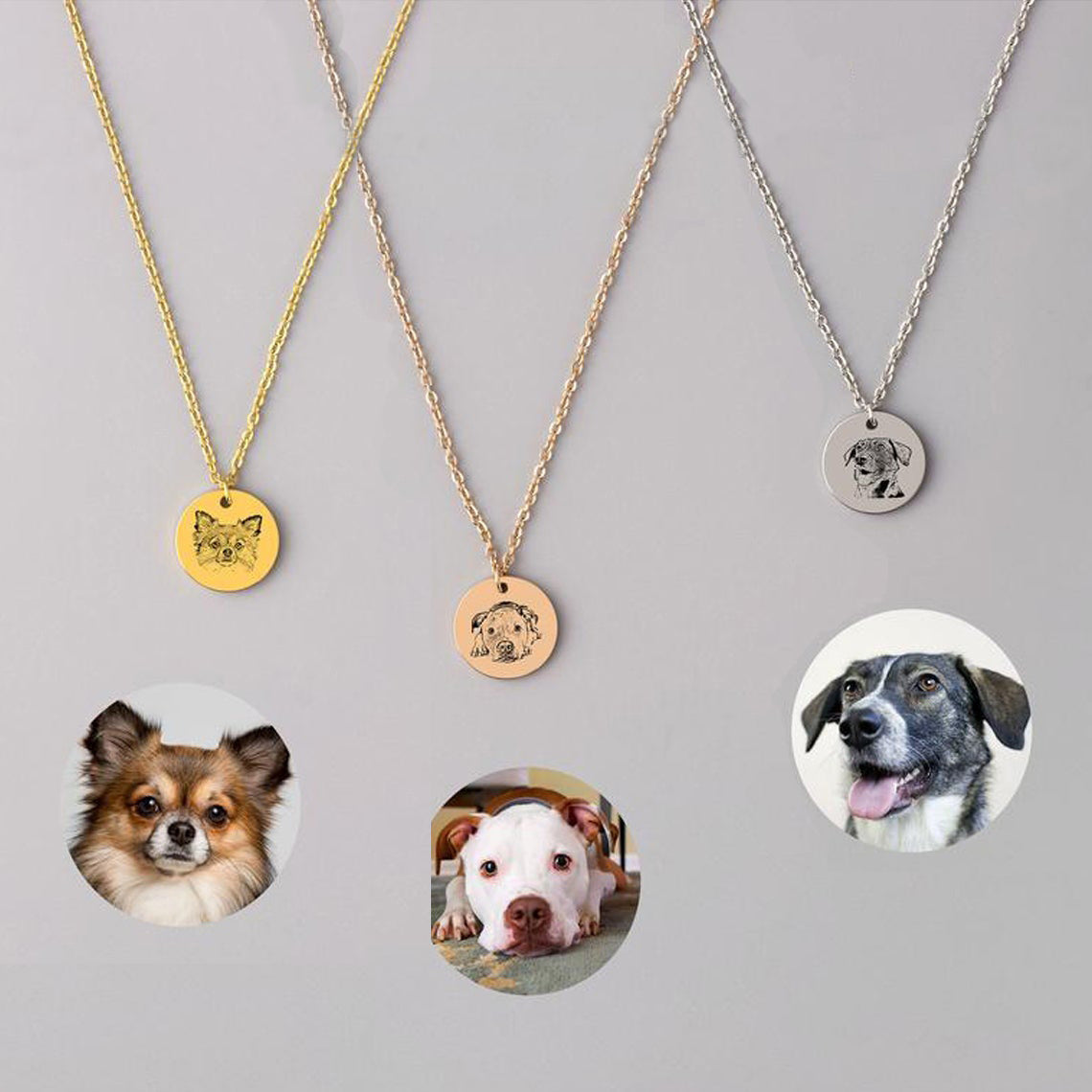 Personalized Pet Portrait Name Necklace