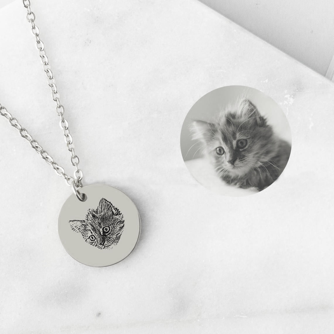 Personalized Pet Portrait Name Necklace