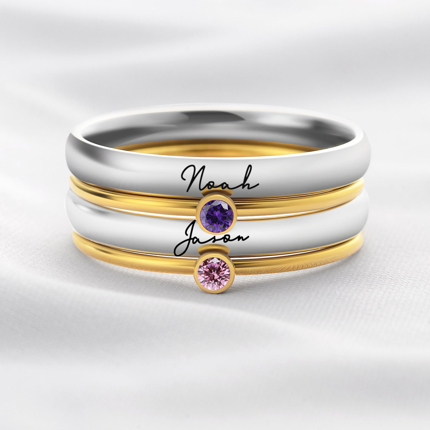 Personalized Birthstone Engraved Ring