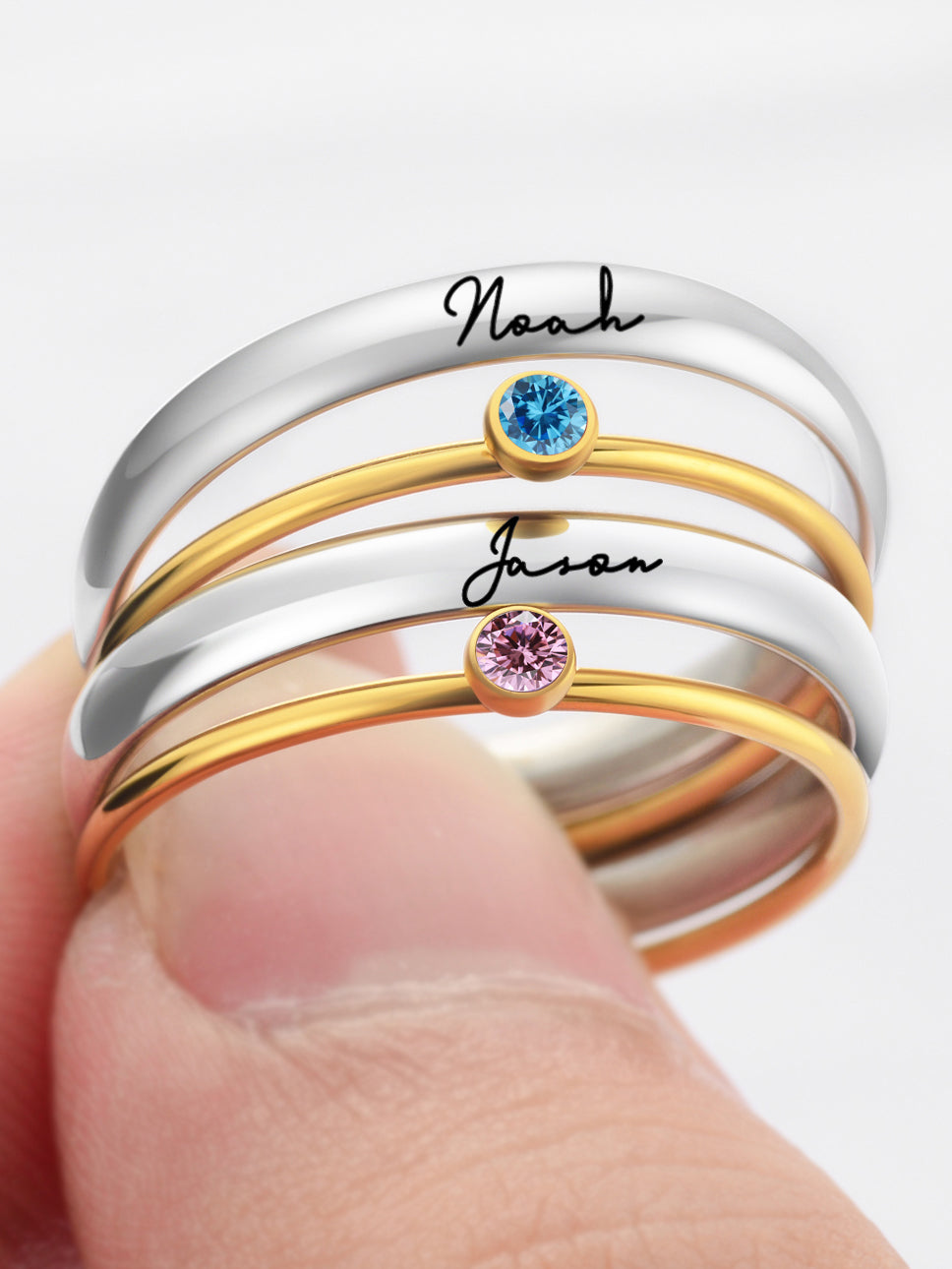 Personalized Birthstone Engraved Ring