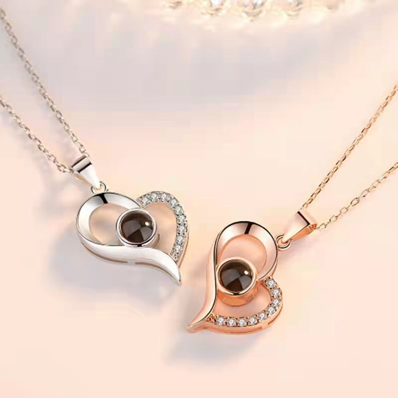 I Love You Heart Charm Pendant Necklace