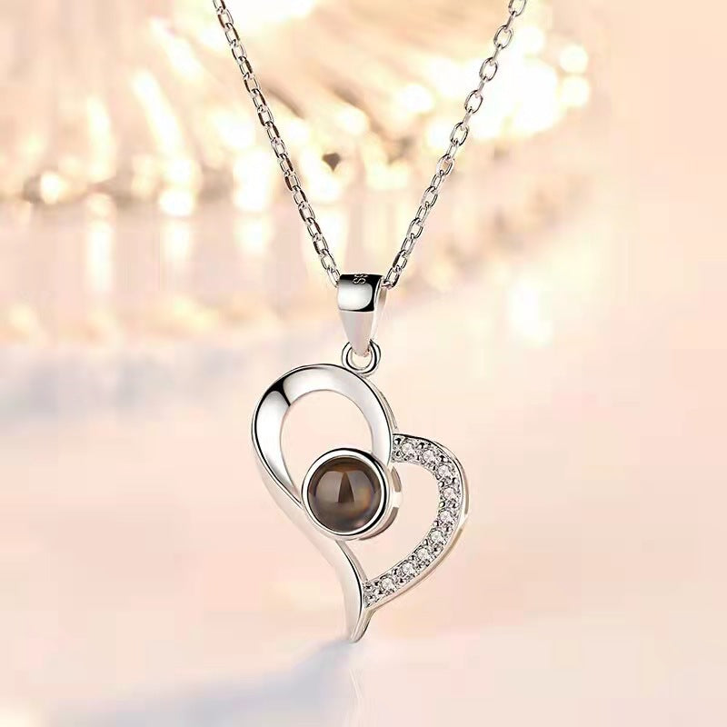 I Love You Heart Charm Pendant Necklace