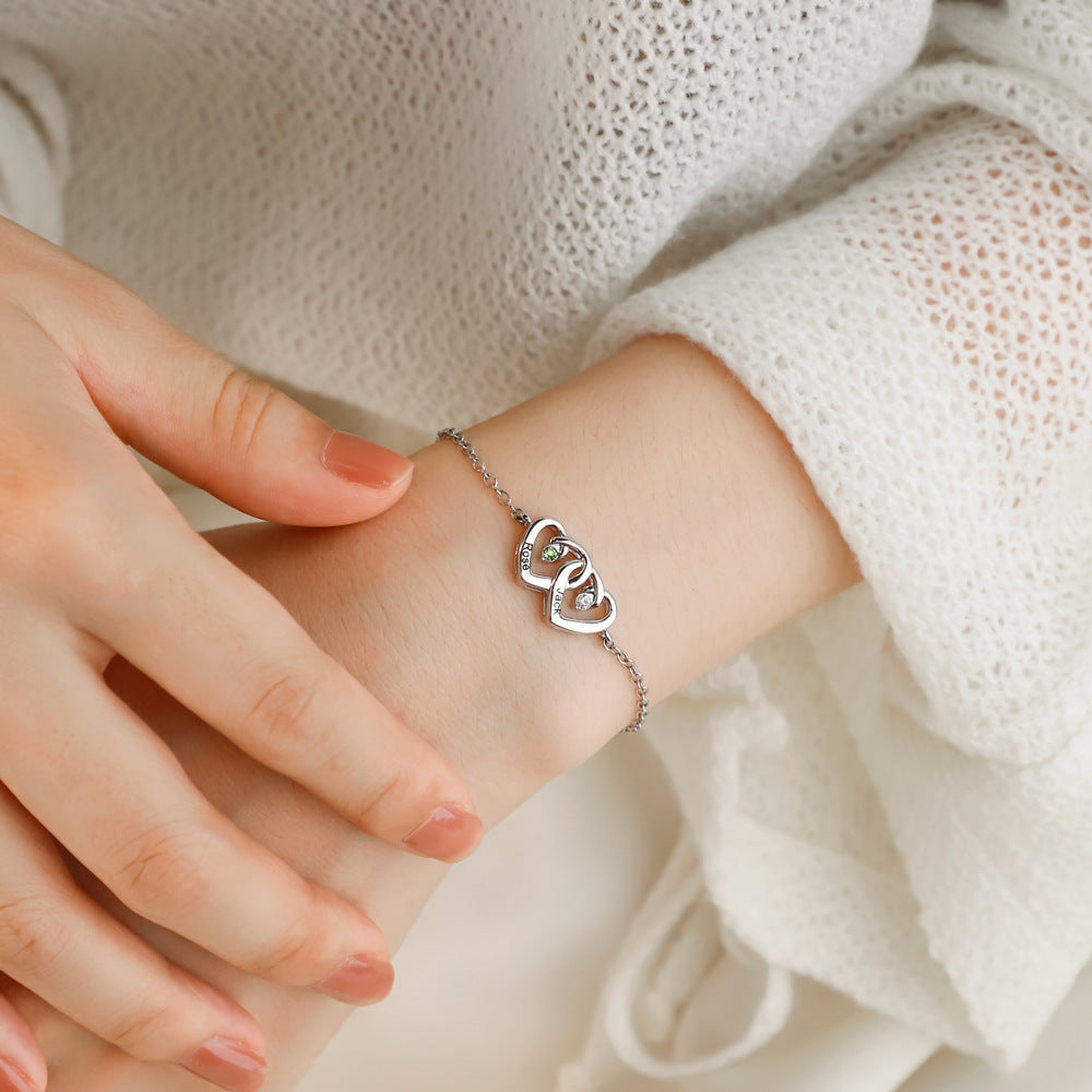 Personalized Peach Heart Diamond Bracelet