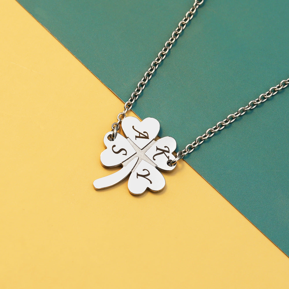 Personalized Four-Leaf Clover Name Necklace