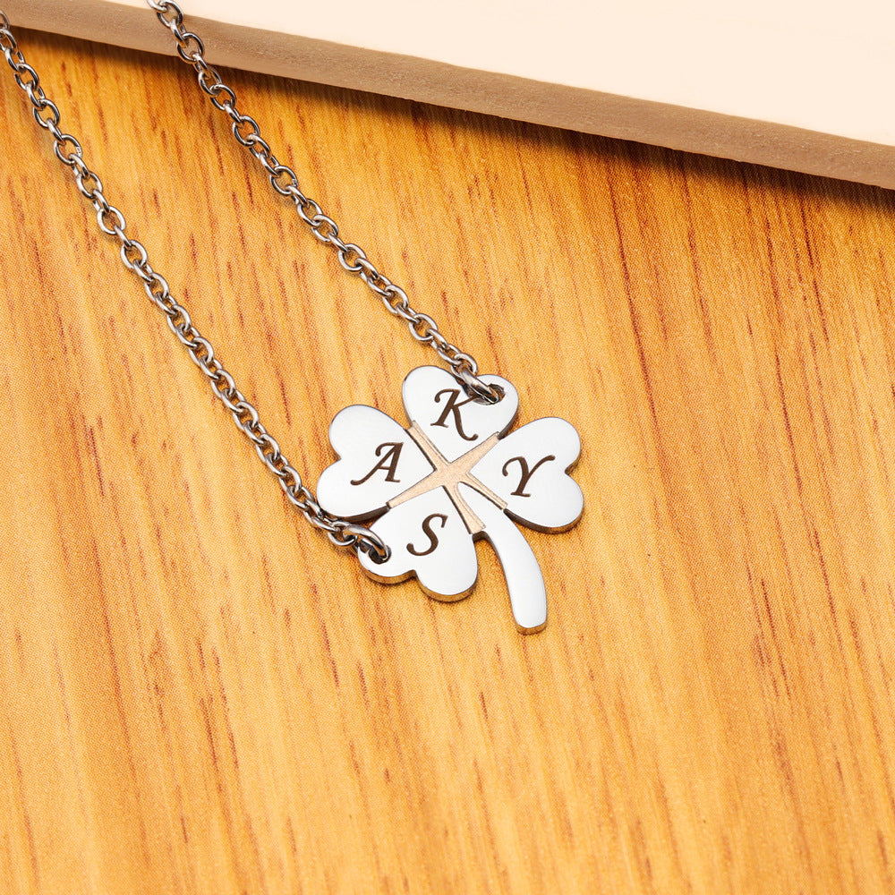 Personalized Four-Leaf Clover Name Necklace