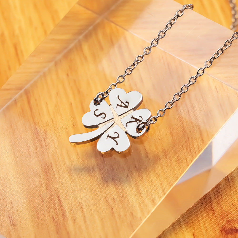 Personalized Four-Leaf Clover Name Necklace