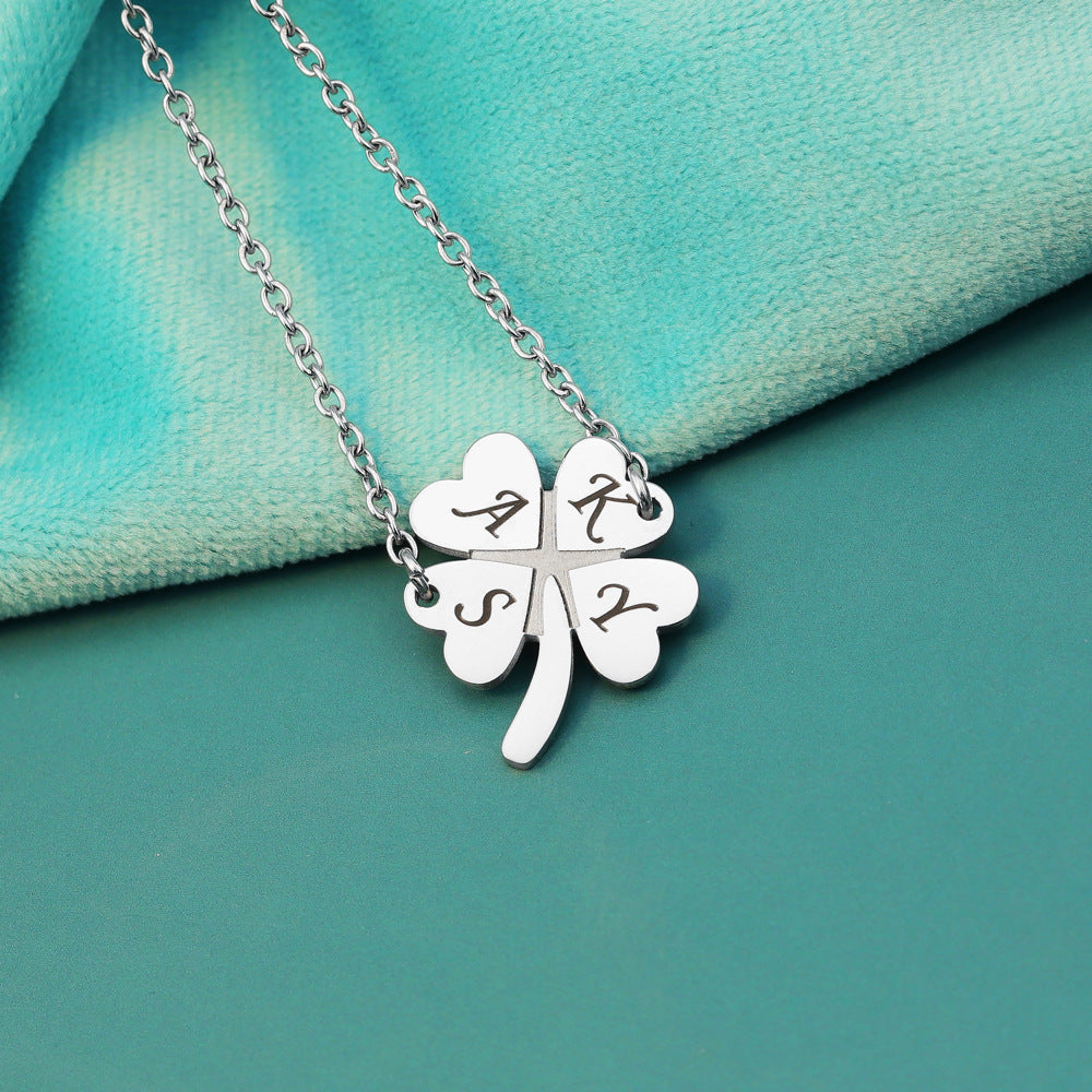 Personalized Four-Leaf Clover Name Necklace