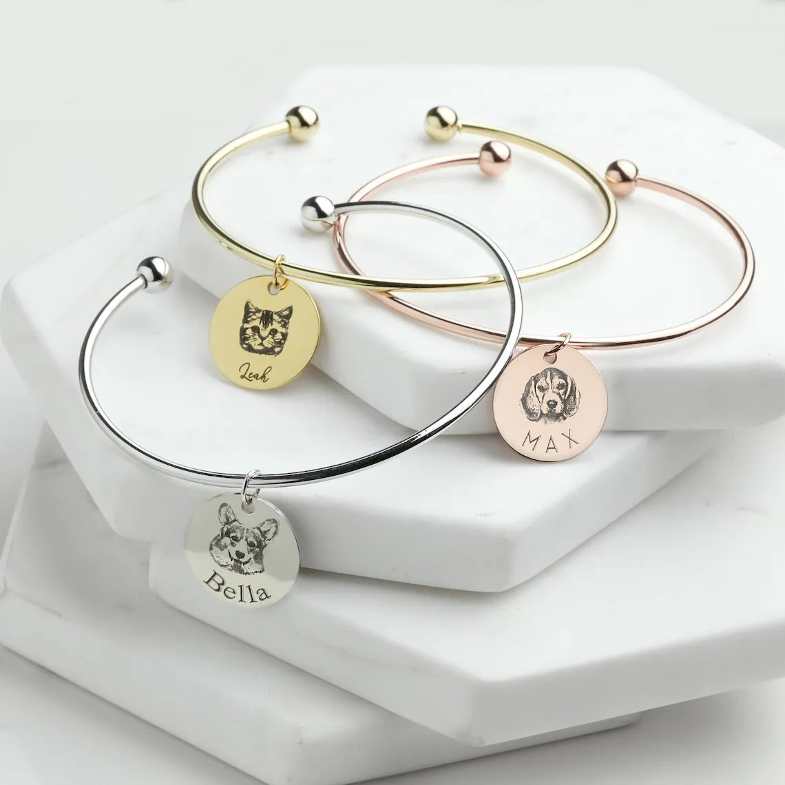 Personalized Pendants Bangle Bracelet