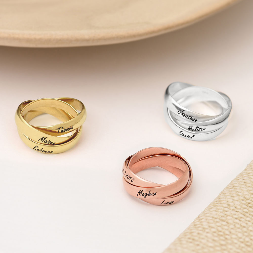 Personalized Three-Ring Name Engraved Ring