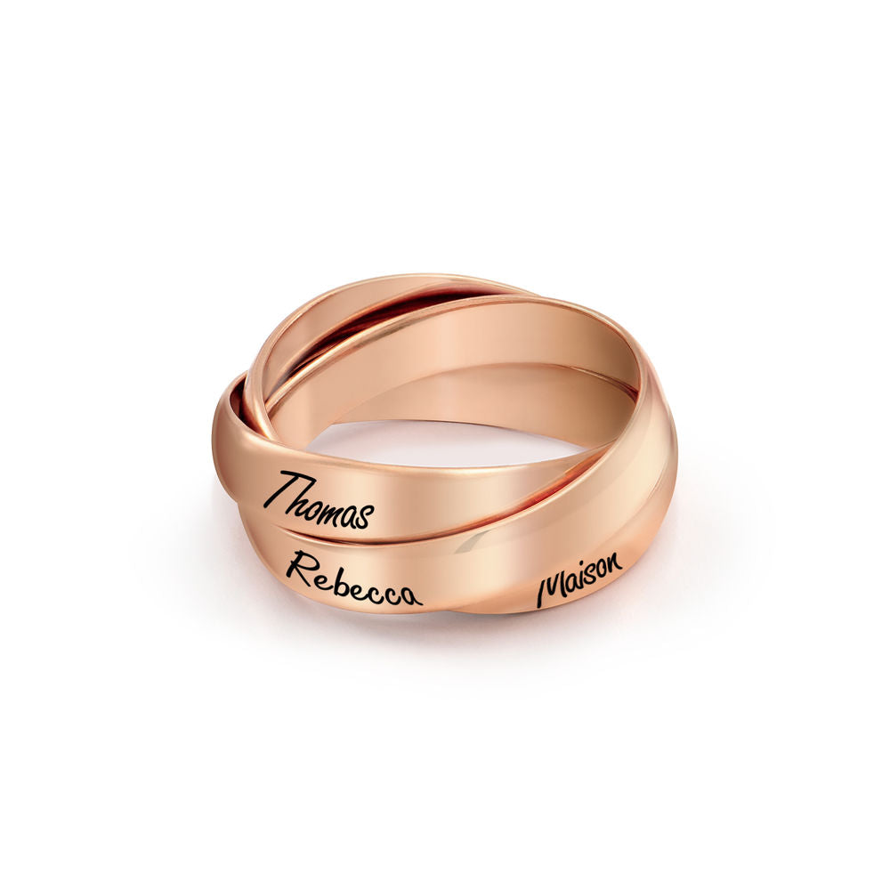 Personalized Three-Ring Name Engraved Ring