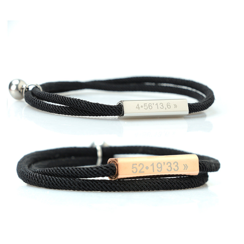 Personalized Braided Rope Couple Engraving Bracelet