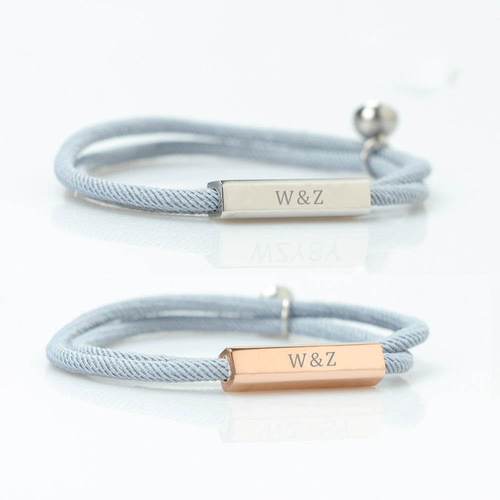 Personalized Braided Rope Couple Engraving Bracelet