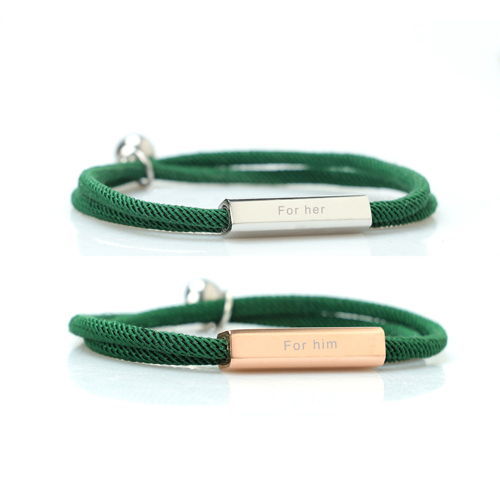 Personalized Braided Rope Couple Engraving Bracelet