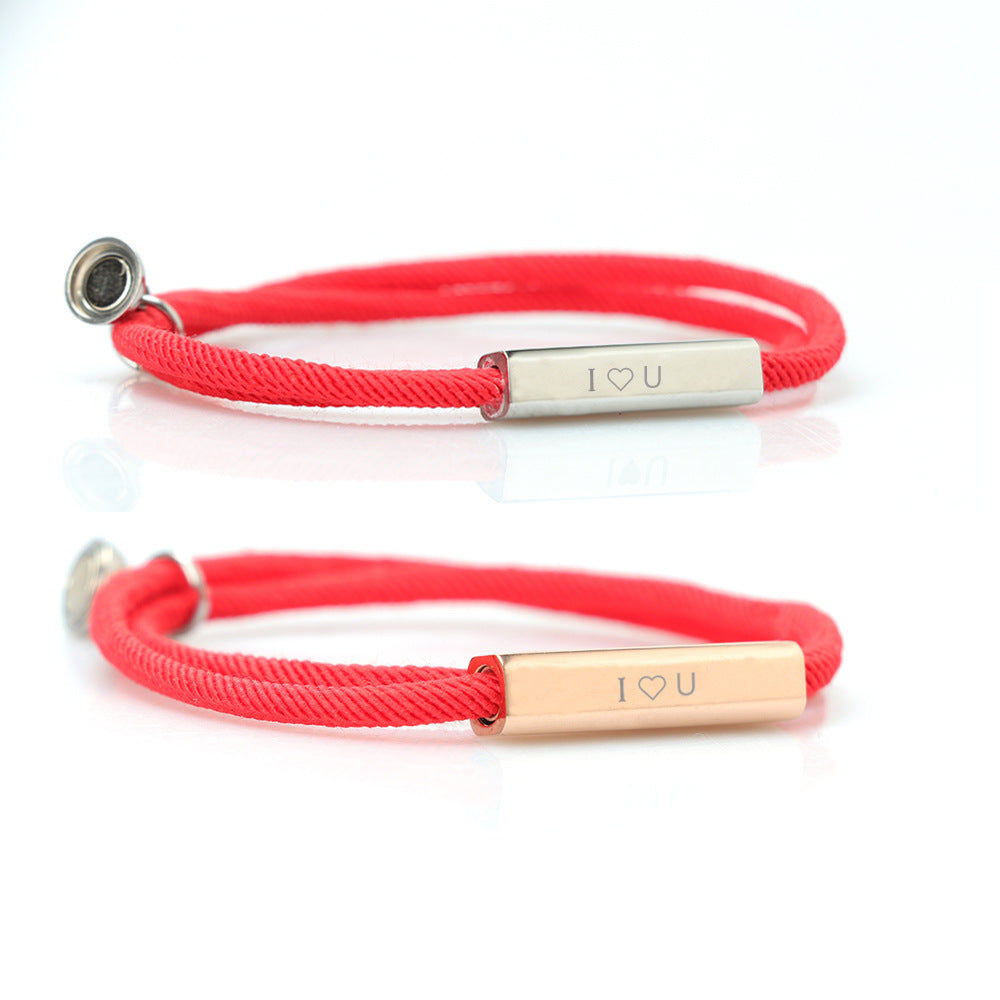 Personalized Braided Rope Couple Engraving Bracelet