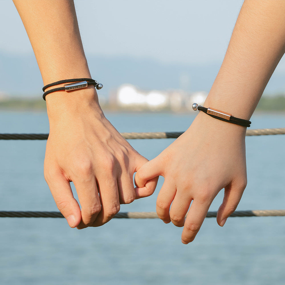 Personalized Braided Rope Couple Engraving Bracelet