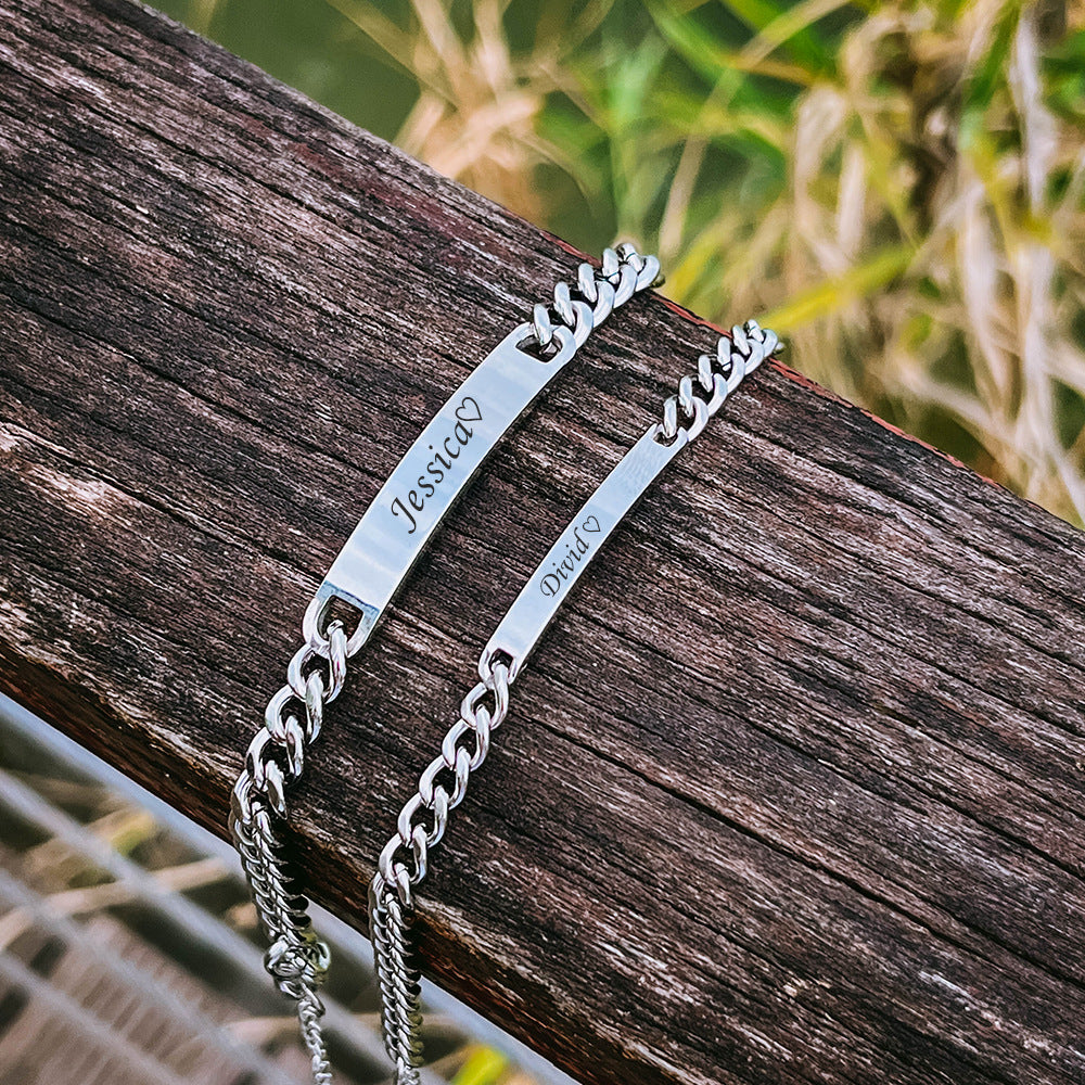 Personalized Stainless Steel Lettering Bracelet