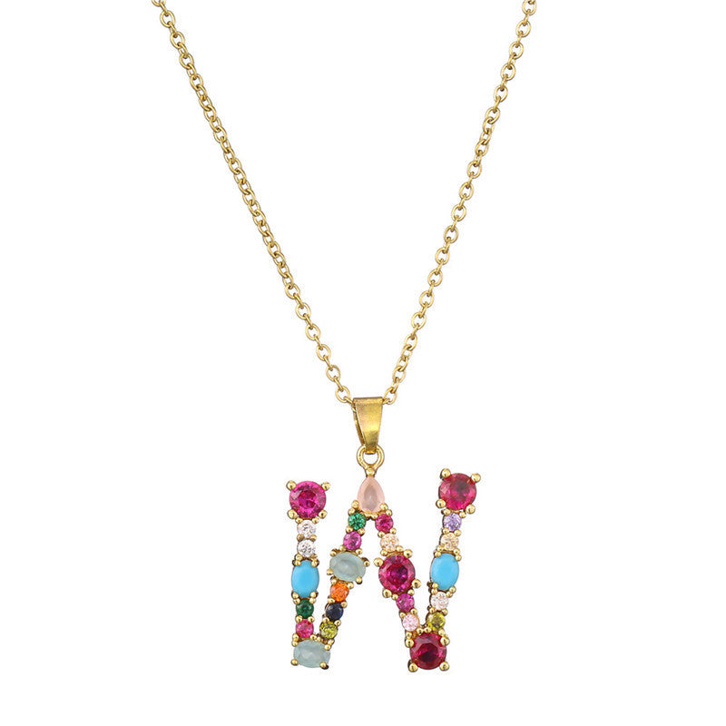 Gemstone Letter Necklace