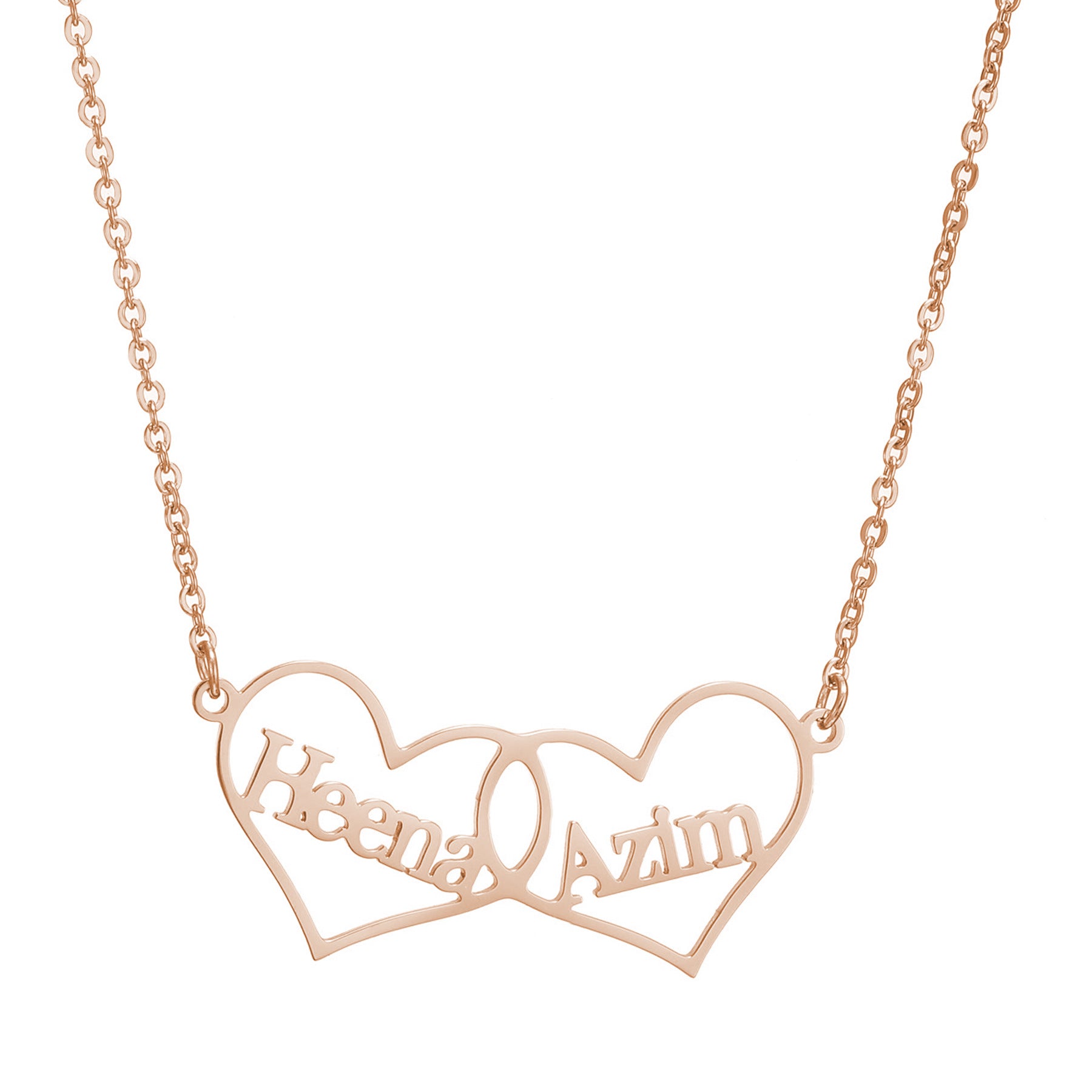 Personalized Double Heart Name Necklace