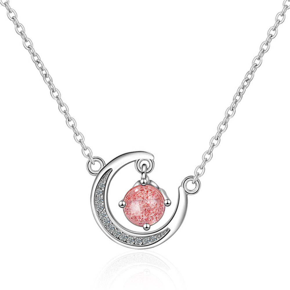 Moon Strawberry Crystal Necklace Gift for Your Daughter