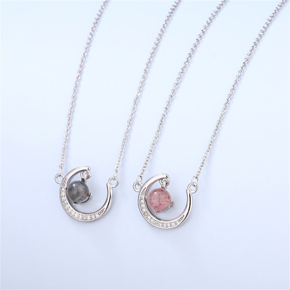 Moon Strawberry Crystal Necklace Gift for Your Daughter