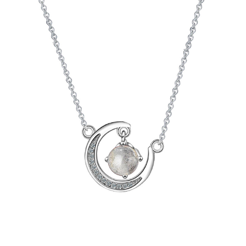 Crystal Moon Necklace Gift for Mom