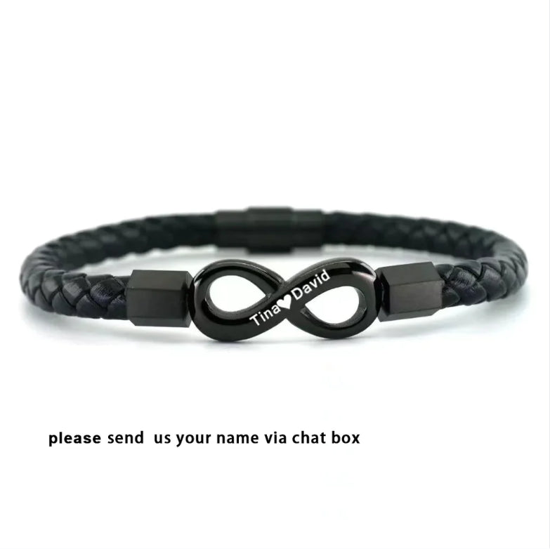 To My Man Leather Name Bracelet