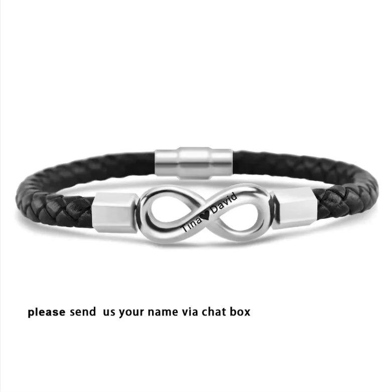 To My Man Leather Name Bracelet