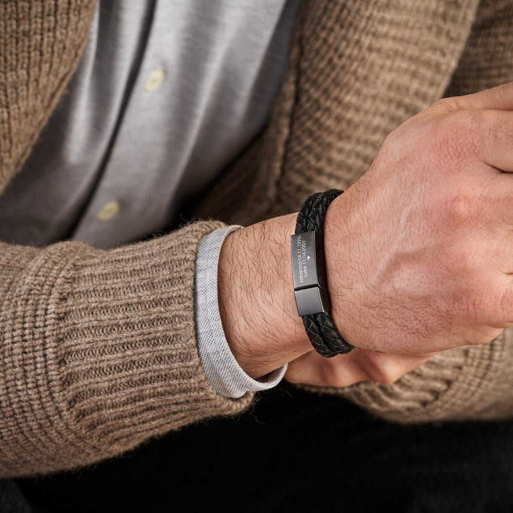 Custom Square Button Double Leather Bracelet