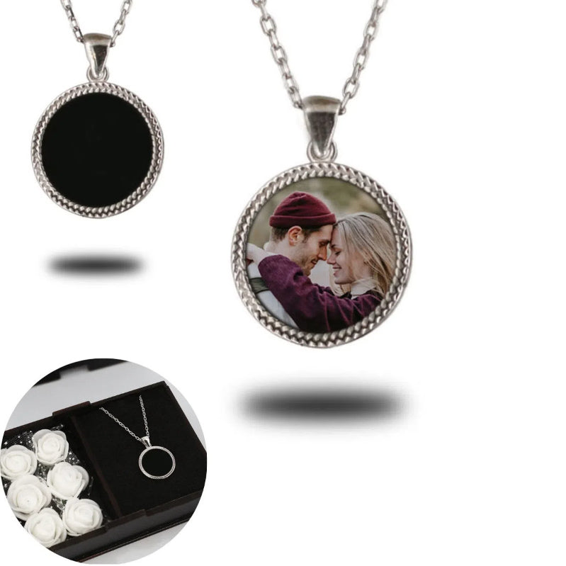 Personalized Circle Heat-Activated Magic Necklace with Hidden Picture