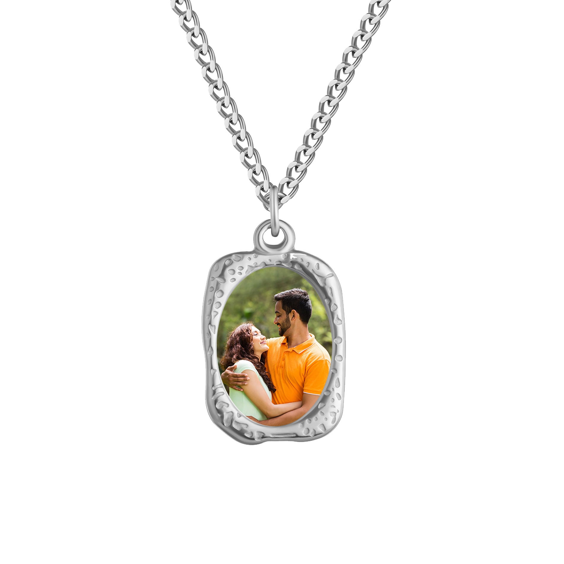 Personalized Elliptical Heat-Activated Magic Necklace with Hidden Picture