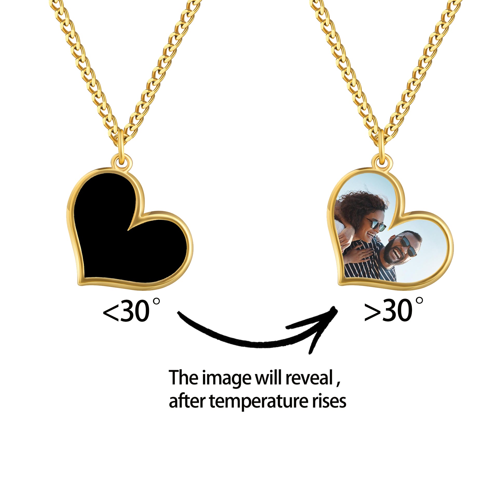 Personalized Heart Heat-Activated Magic Necklace with Hidden Picture