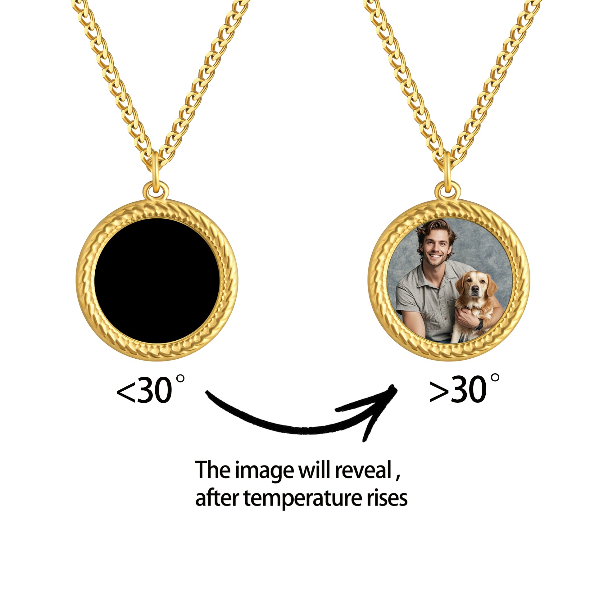 Personalized Circle Heat-Activated Magic Necklace with Hidden Picture