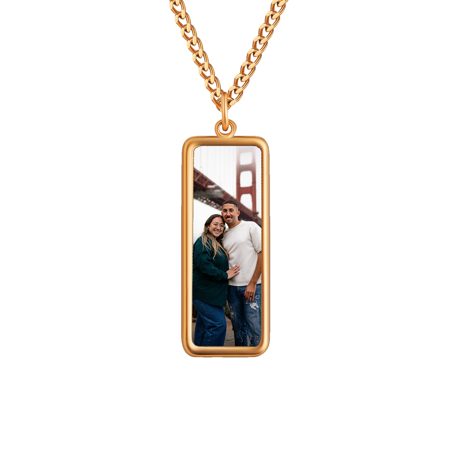 Personalized Rectangle Heat-Activated Magic Necklace with Hidden Picture