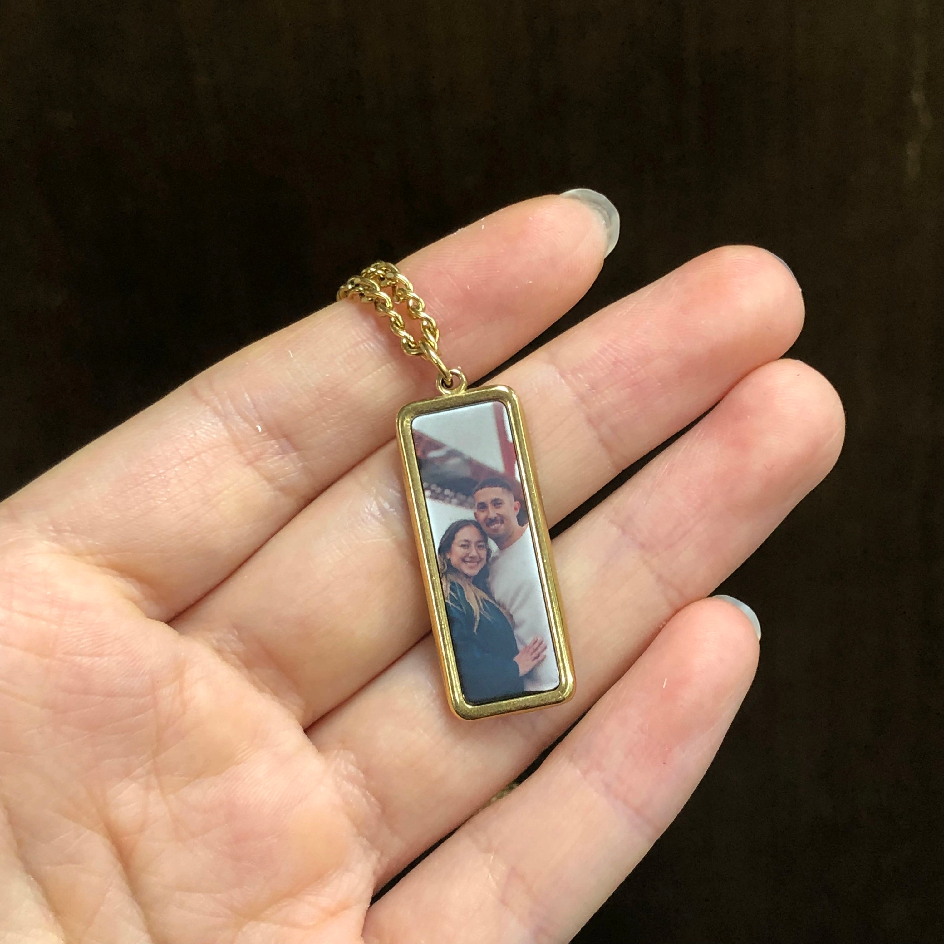 Personalized Rectangle Heat-Activated Magic Necklace with Hidden Picture