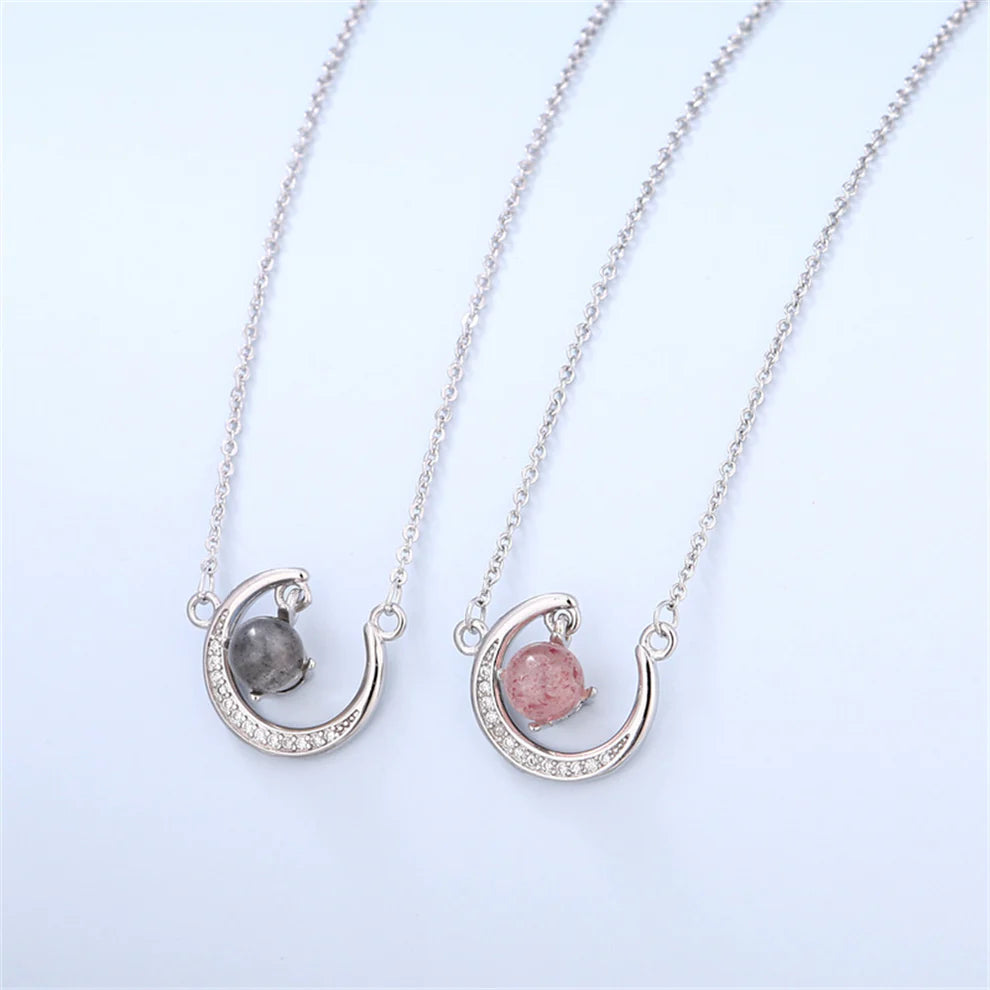 Crystal Moon Necklace Gift for Wife