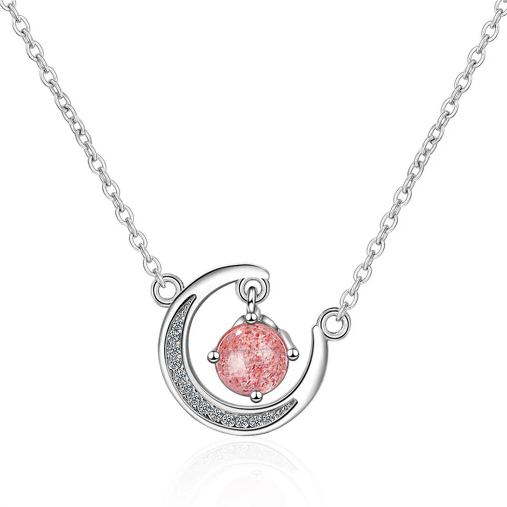 Crystal Moon Necklace Gift for Wife