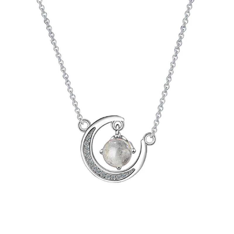 Crystal Moon Necklace Gift for Wife